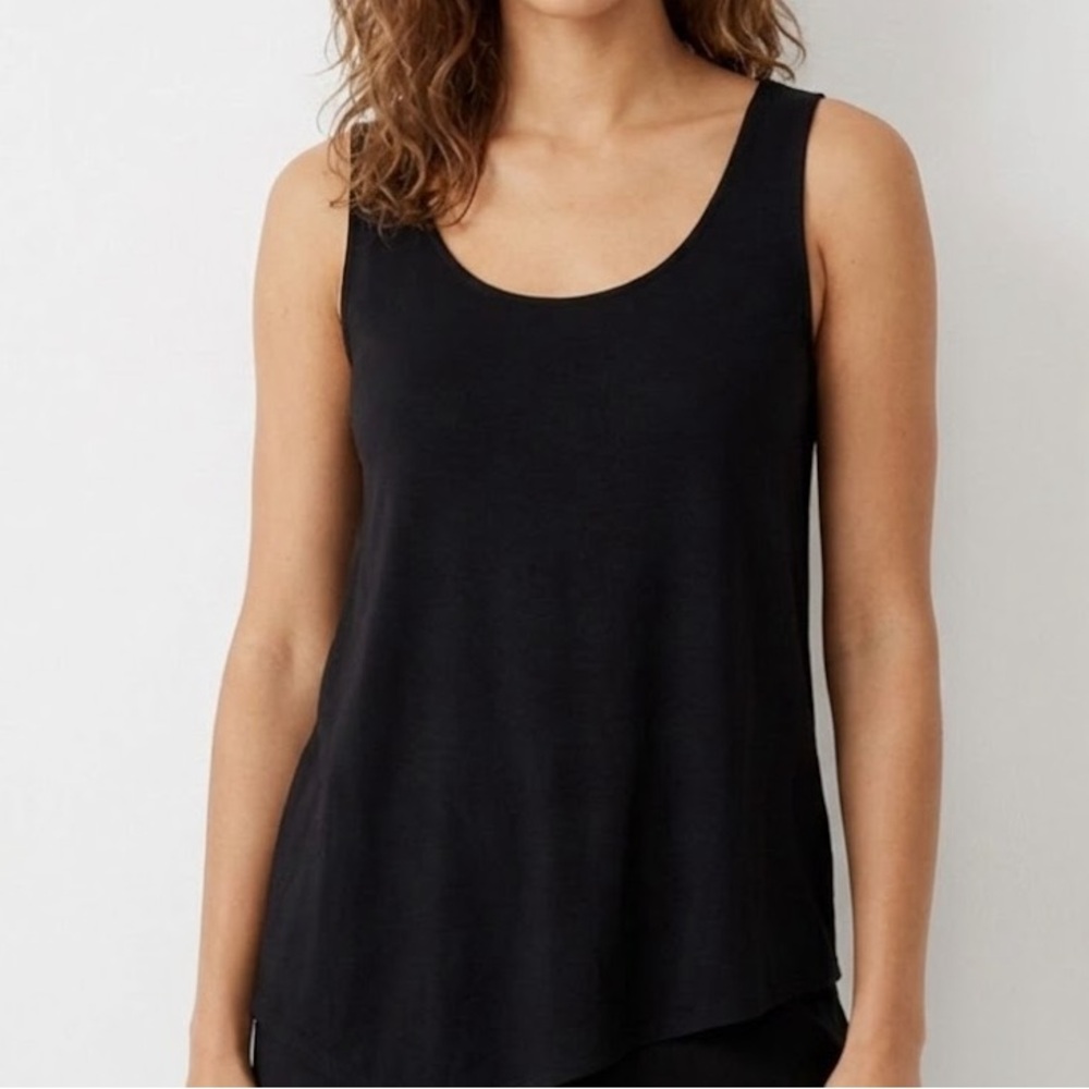 Eileen Fisher System Black High Low Tank Small